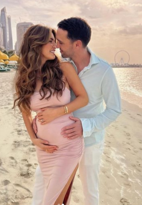 Pregnant Negin Mirsalehi with her boyfriend Maurits Stibbe
